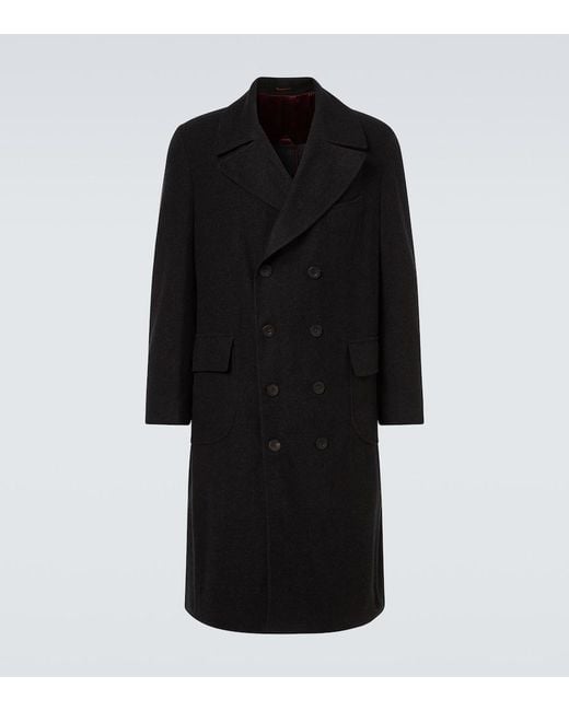 Rubinacci Black Virgin Wool Coat for men