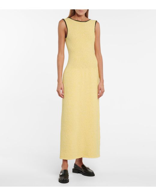 Ganni Yellow Knit Midi Dress
