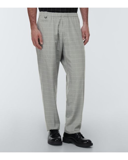 Undercover Gray Checked Silk-Blend Pants for men