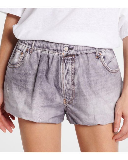Acne Gray Trompe L'Oil Cotton Shorts