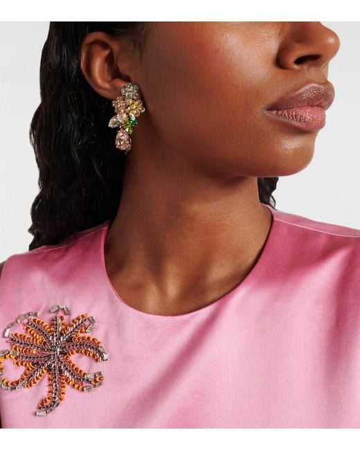 Jennifer Behr White Bouquet-Plated Drop Earrings