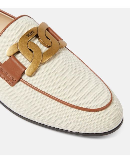 Tod's White Loafers Catena aus Canvas mit Leder