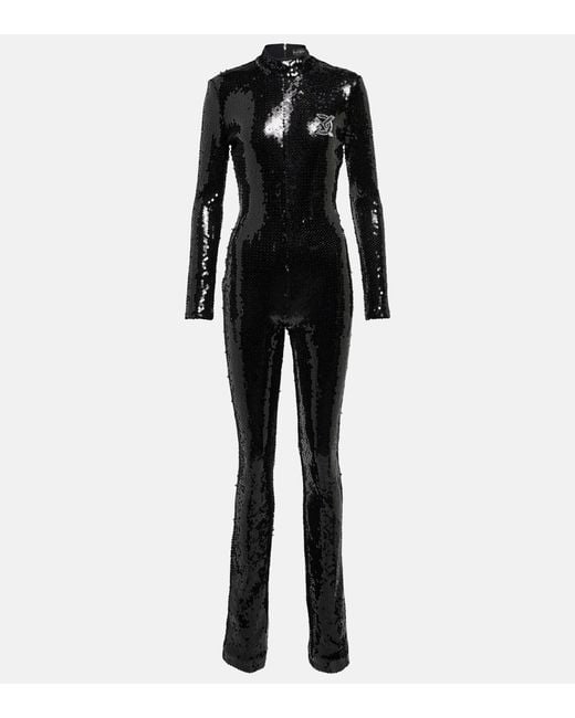 David Koma Black Sequined Jumpsuit