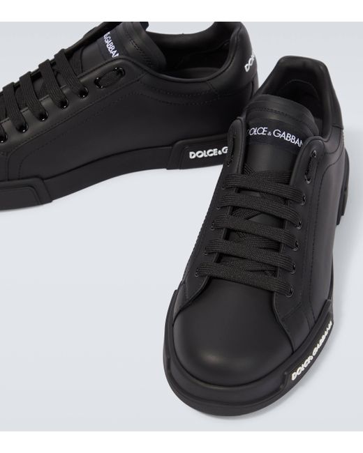 Dolce & Gabbana Black Logo Leather Sneakers for men