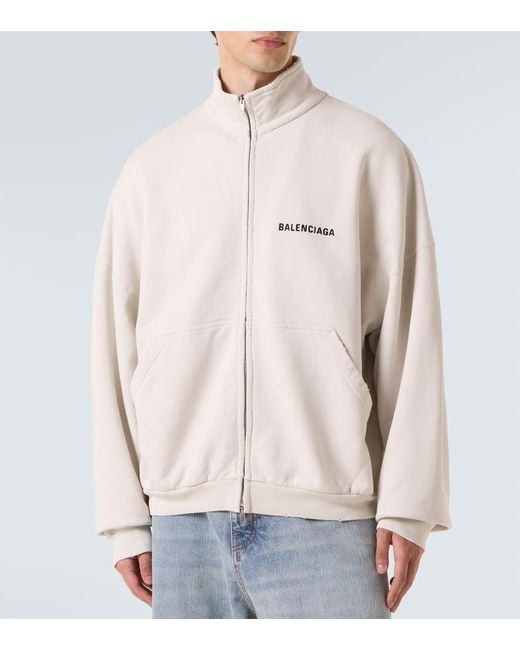 Balenciaga Natural Logo Cotton Jersey Track Jacket for men