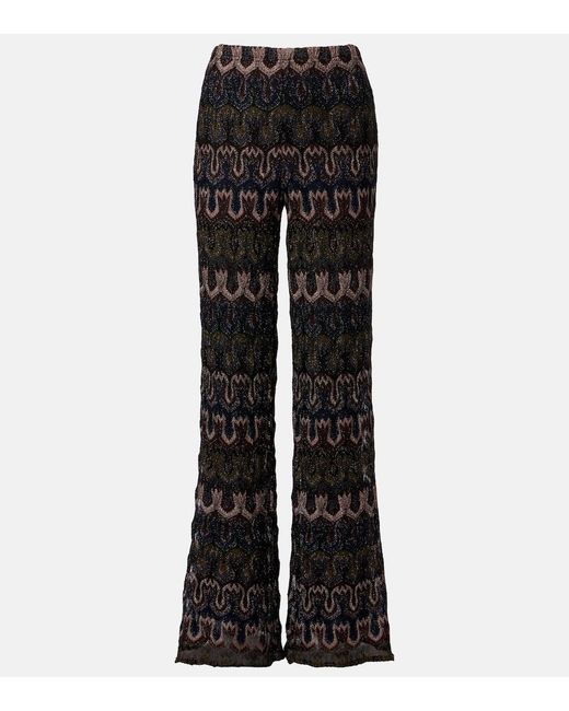 Missoni Black Intarsia Lame Flared Pants