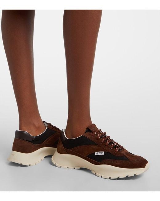 Prada Brown Suede Sneakers