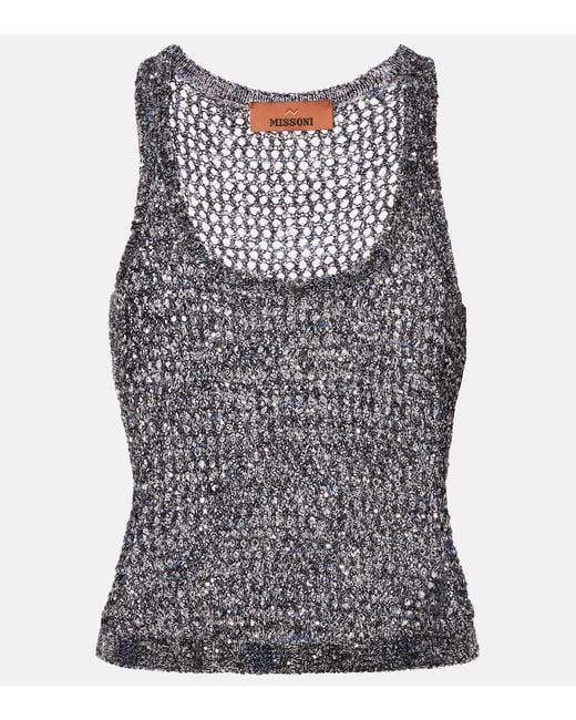 Missoni Black Sequined Knitted Tank Top