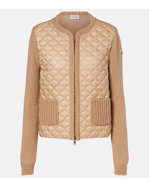 Moncler Natural Down-Paneled Cardigan