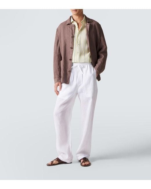 Camisa De Lino Fedeli de hombre de color Brown