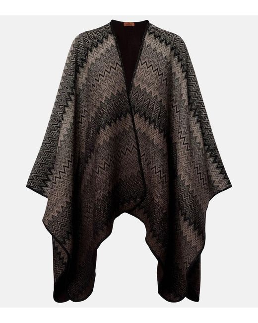 Missoni Black Zig Zag Wool Cape