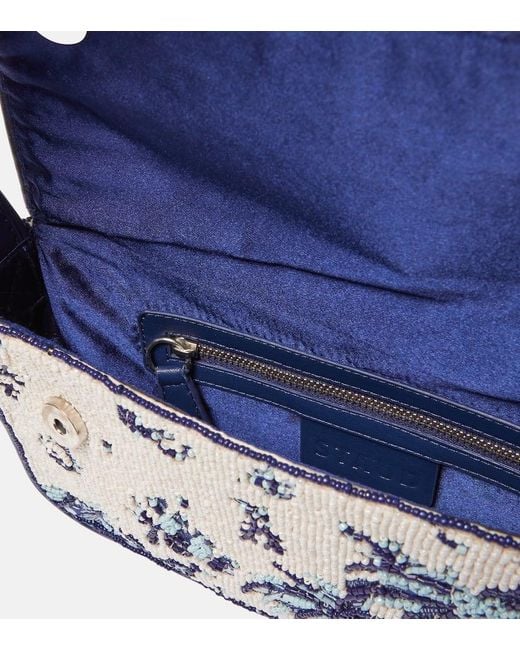 Staud Blue Tommy Beaded Shoulder Bag