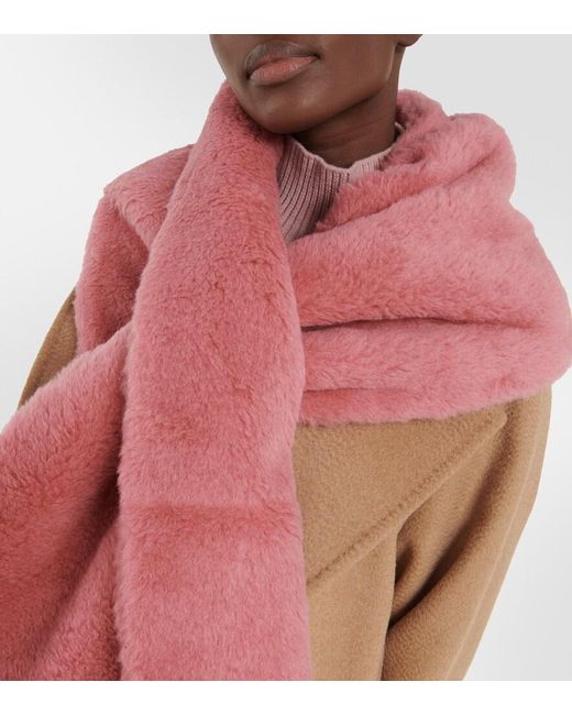 Max Mara Pink Full Alpaca Wool-Blend Teddy Scarf