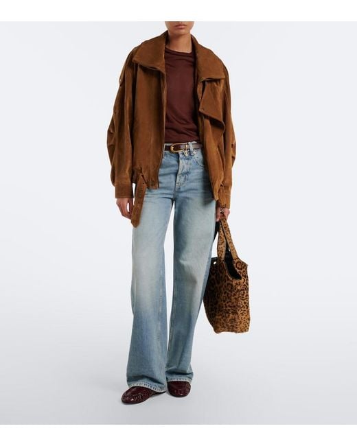 Saint Laurent Brown Icare Leopard-Print Calf Hair Shopper