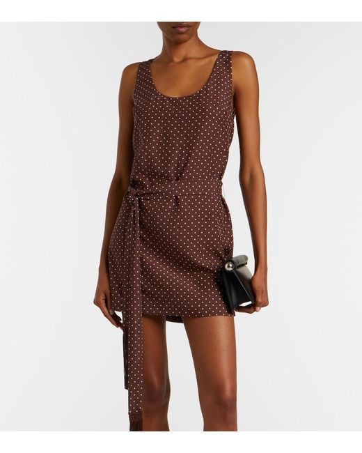 Posse Brown Evie Belted Polka-Dot Minidress
