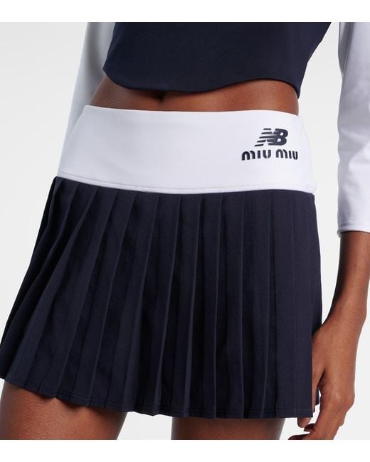 Miu Miu Blue X New Balance Pleated Jersey Miniskirt