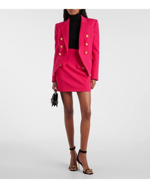 Balmain Pink Virgin Wool Miniskirt