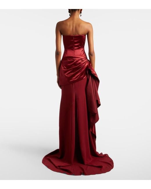 Alex Perry Red Draped Silk Corset Gown