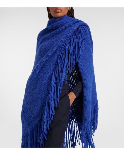 Gabriela Hearst Blue Lauren Fringed Cashmere Shawl