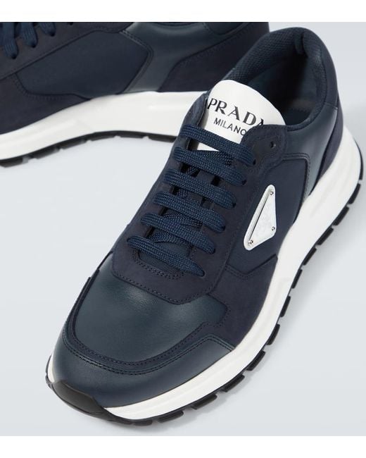 Prada Calf Leather Sneakers For Ss24 in Blue for Men | Lyst