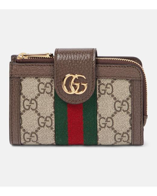 Gucci Metallic Ophidia Leather-trimmed Card Case