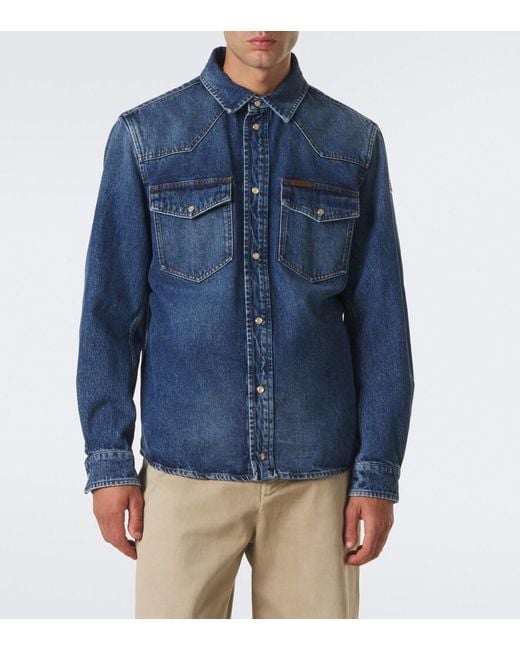 Moncler Blue Denim Western Shirt for men