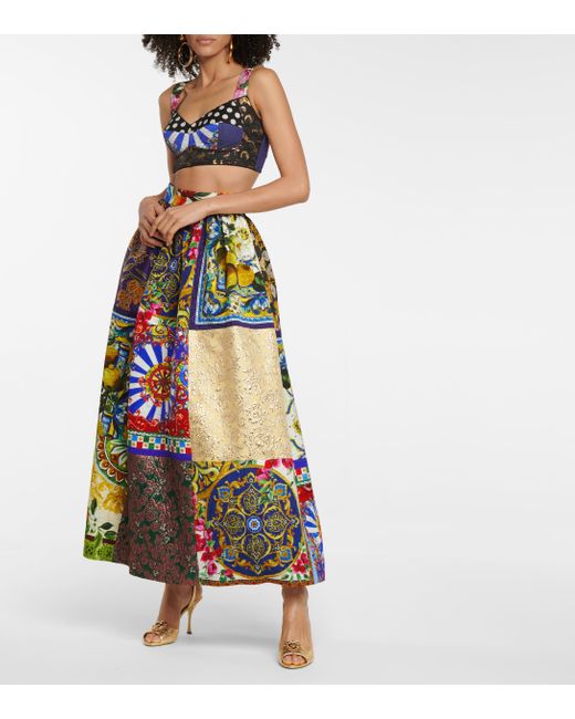 Dolce & Gabbana Multicolor Patchwork Jacquard And Brocade Maxi Skirt