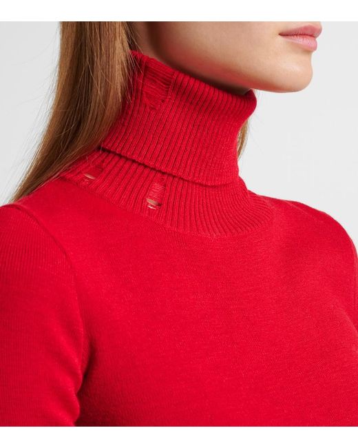 MM6 by Maison Margiela Red Distressed Sweater