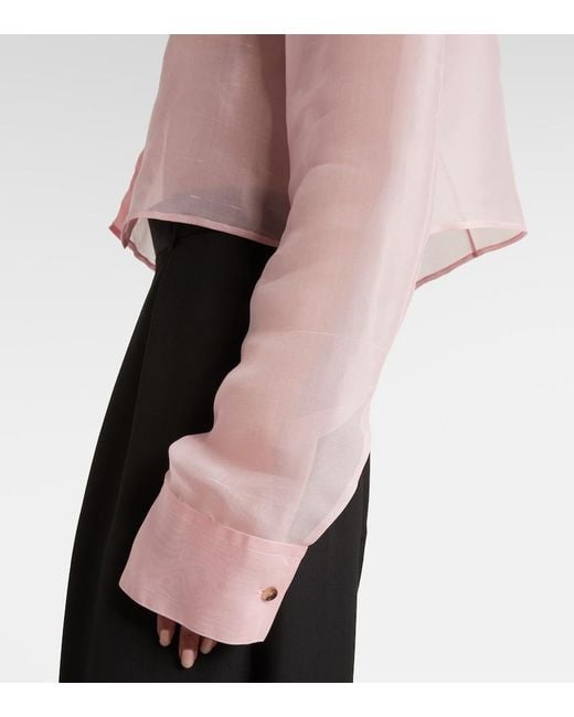 Khaite Pink Jasen Silk Organza Shirt