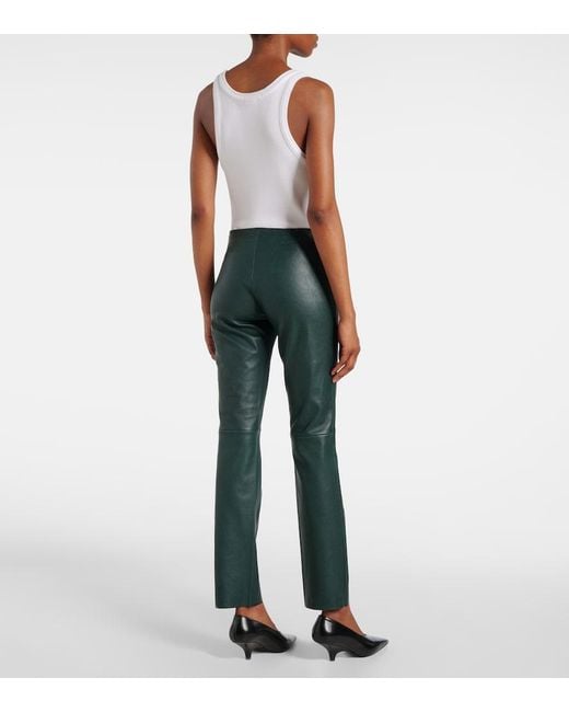 Stouls Green Jacky Leather Slim Pants