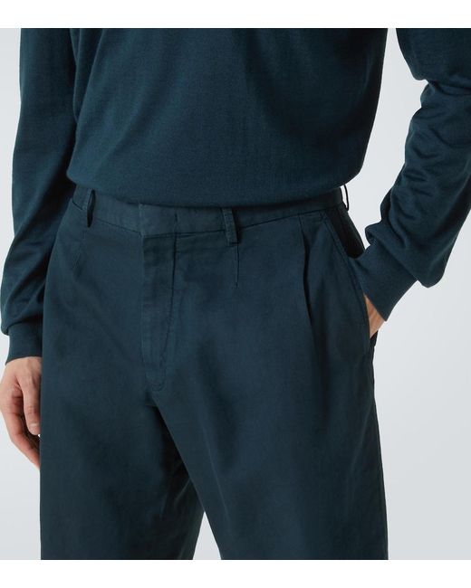 Zegna Blue Cotton And Linen Shorts for men