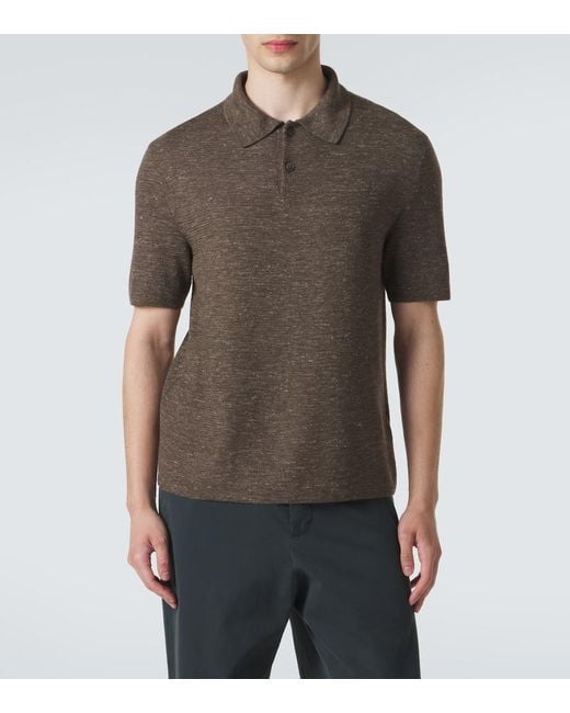 The Row Brown Ravi Silk, Cashmere, And Linen Polo Shirt for men