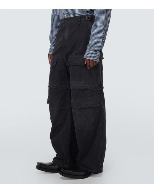 Balenciaga Blue Cotton Twill Cargo Pants for men