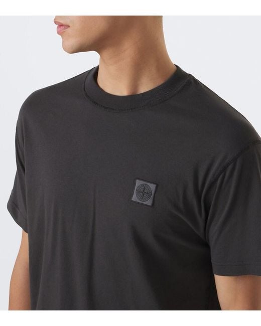Stone Island Black Compass Badge Cotton Jersey T-Shirt for men