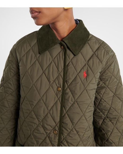 Polo Ralph Lauren Green Quilted Corduroy-Trimmed Jacket