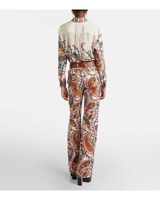 Etro Blue High-Rise Bootcut Jeans