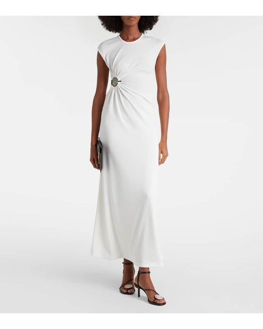 Christopher Esber White Verzierte Robe Mineral Stone Aus Jersey