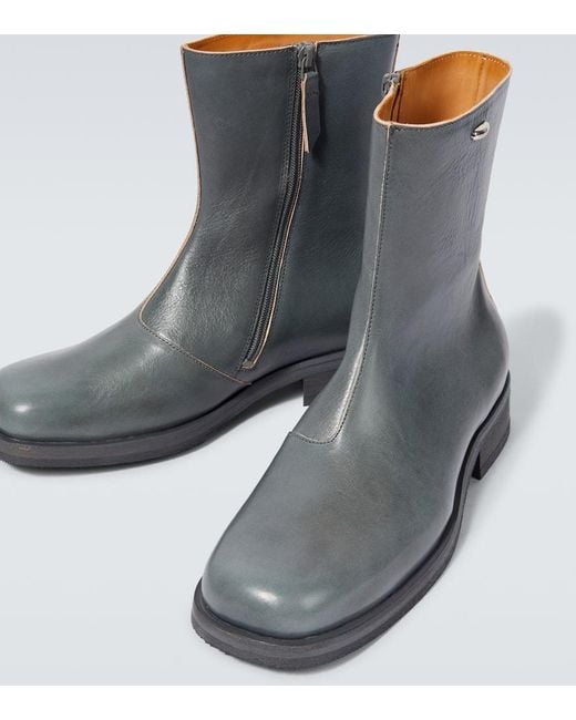 Our Legacy Gray Camion Leather Ankle Boots for men