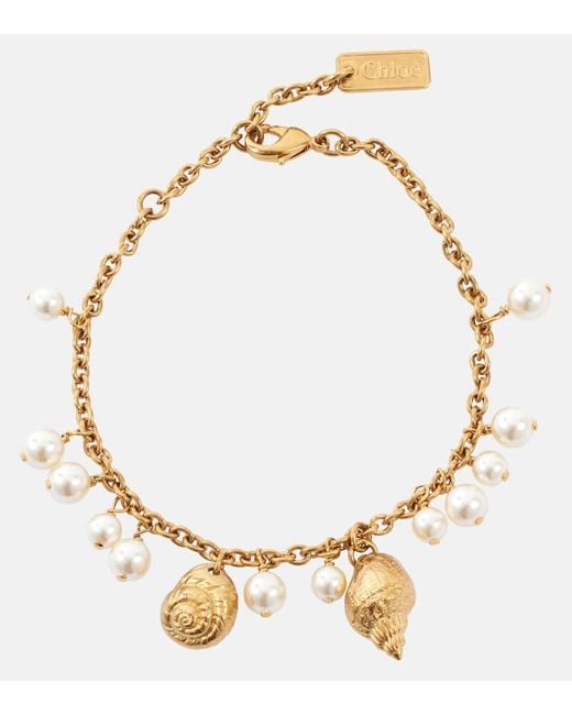 Chloé Metallic Armband Mit Zierperlen