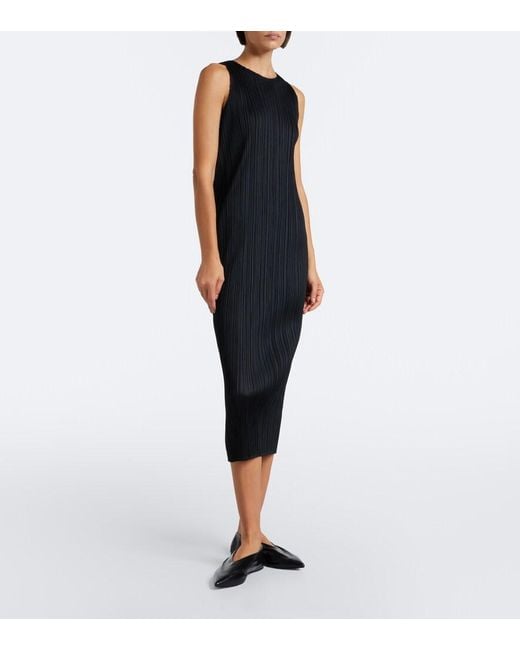 Pleats Please Issey Miyake Black Basics Pleated Midi Dress