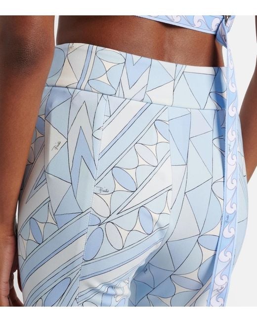 Emilio Pucci Blue Angoli Jersey Capri Pants