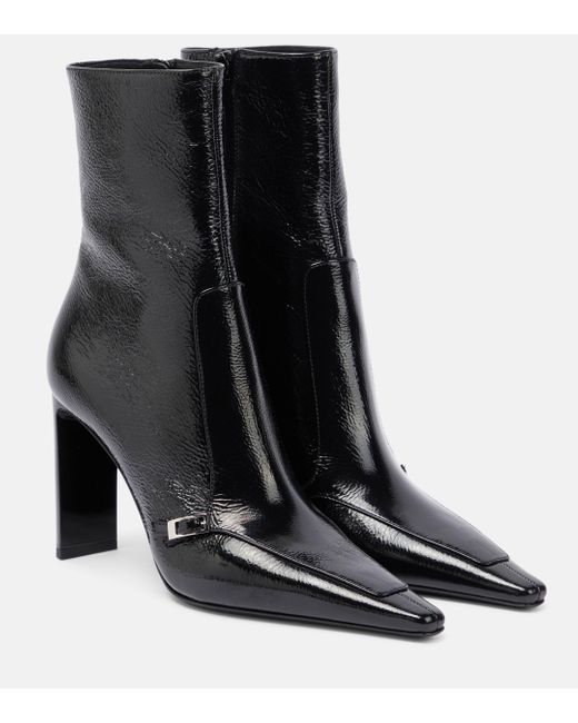 Saint Laurent Black Aston 95 Leather Ankle Boots