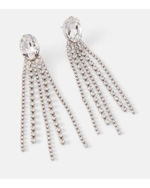 Jennifer Behr White Crystal-embellished Earrings
