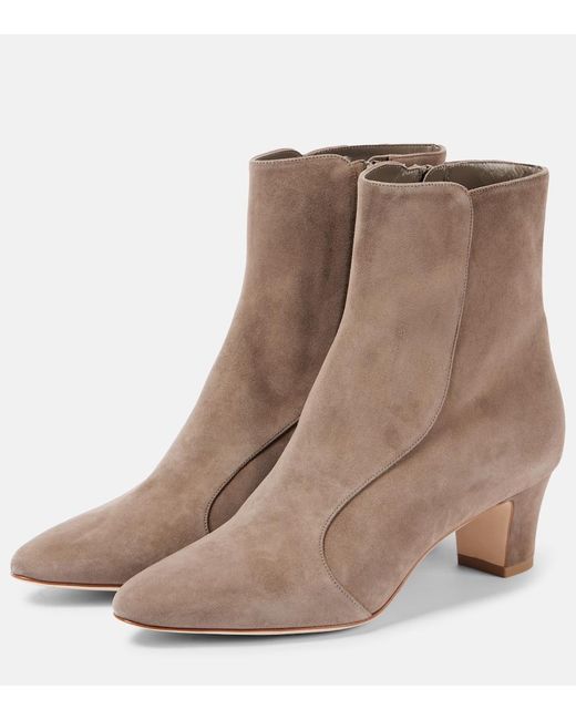 Manolo Blahnik Brown Ankle Boots Myconia 50 Aus Veloursleder