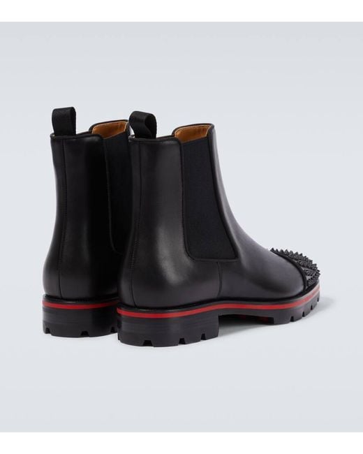 Christian Louboutin Black Melon Spikes Leather Chelsea Boots for men