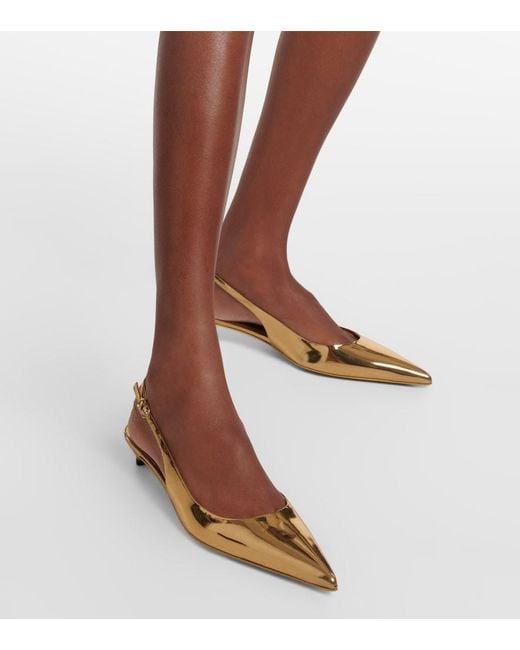 Dolce & Gabbana Metallic Patent Leather Slingback Pumps
