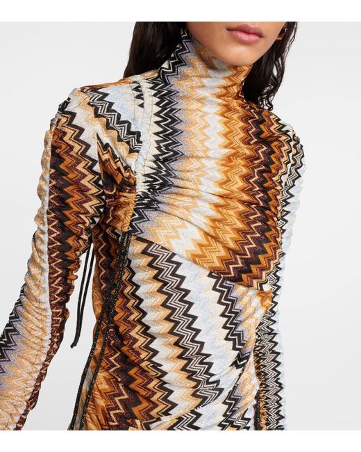 Missoni Multicolor Asymmetrisches Abendkleid mit Zickzackmuster