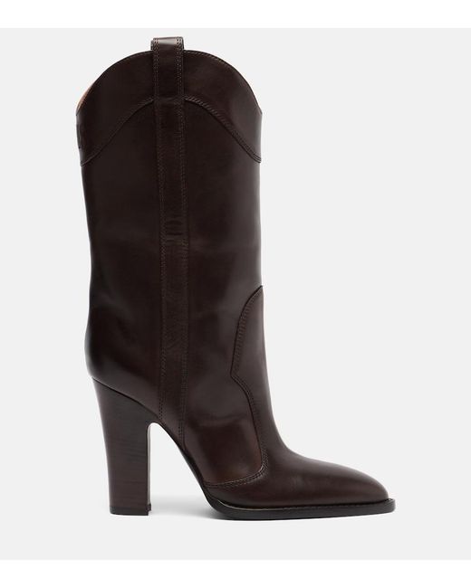 Paris Texas Brown Lavinia 100 Leather Mid-Calf Boots