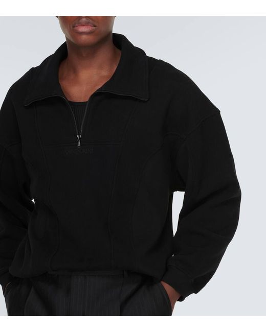 Saint Laurent Black Cotton Fleece Half-zip Sweatshirt for men