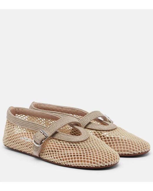 Alaïa Natural Fishnet Mary Jane Flats